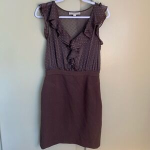 LOFT Womens Sleeveless Career Dress Size 4 Ruffle Businees Casual